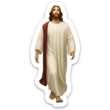 Jesus walking down the stairs of heaven sticker