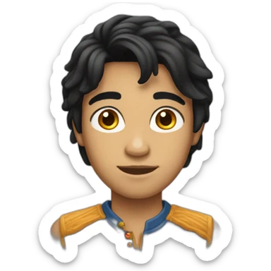 At the age of fourteen, he boasts black hair, resembling an Indian, with fair skin. sticker