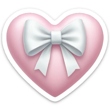 Pastel pink heart with white bow sticker