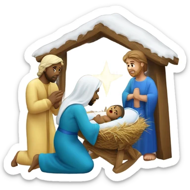 Manger scene with baby Jesus, Joseph and Mary sticker