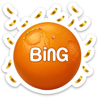 orange BINGO emoji, with confetti sticker