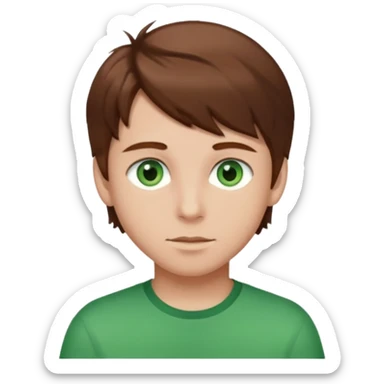 dessiner moi un garcons avec les cheveux bruns et les yeux vert sticker