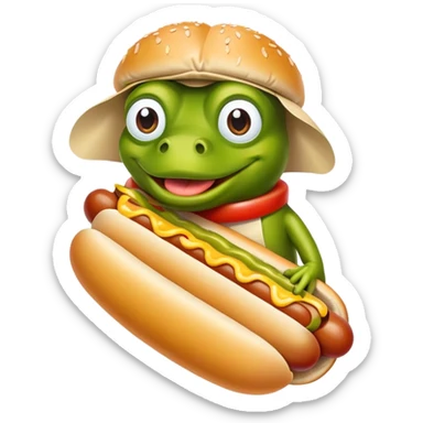 :bufo holding a chicago style hotdo sticker