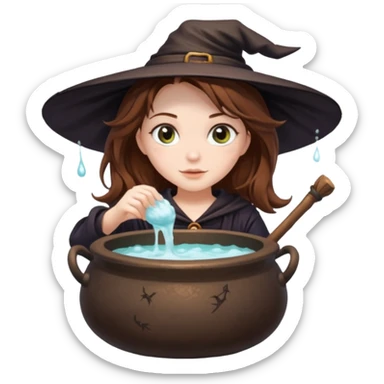 Witch Girl İn A Cauldron mixing Soapy Water sticker