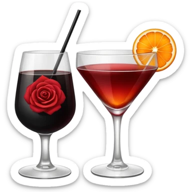 🍸+🍹🖤+🌹 (the liquid is black)  sticker