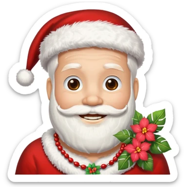 santa with flower hawaii necklace sticker