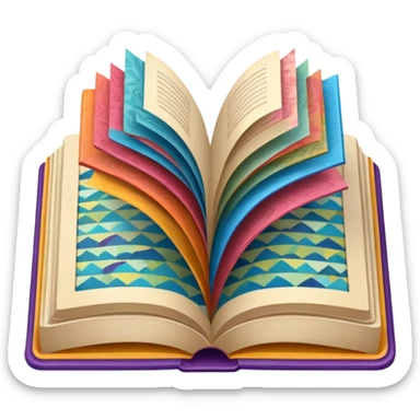 an open book with wallpaper samples. sticker