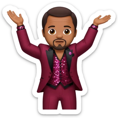 Berry Gordy with dark brown hair, maroon sequin outfit  sticker