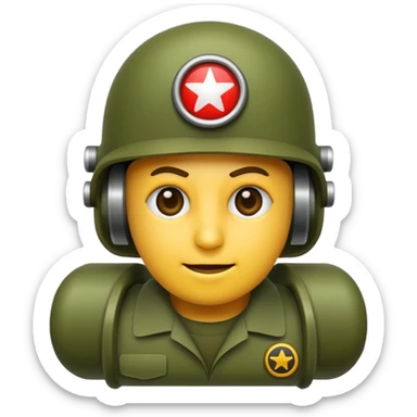 high quality emoji style factory in military green color, no smoke, bold and industrial, visually appealing sticker