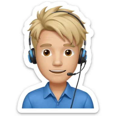 Male Customer Service Agent with funky hair sticker