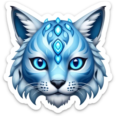 A blue fantasy-lynx-fakemon-Digimon-creature-hybrid sticker