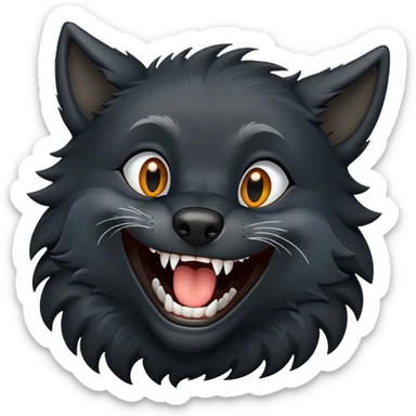 black wolf laughing sticker