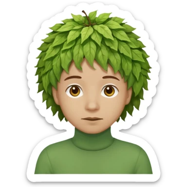 The Tree of Wisdom of The Wiggles with light skin, brown eyes, green leaves wig and, green skivvy shirt, light brown pants sticker