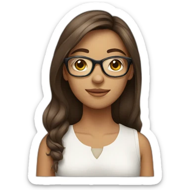 girl with clear glasses and longer brown hair sticker