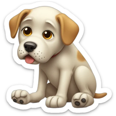 sad dog itching using leg sticker