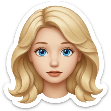 blondynka srednio krecone wlosy i niebieskie oczy obrysowane usta na jasny braz mloda sticker