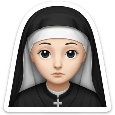 nun emoji. black and white cloth. black veil. war tone sticker