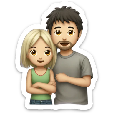 scruffy-boy-and-asian-gilr-kissing sticker