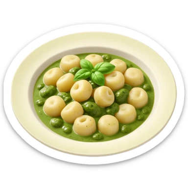 gnocchi covered in green sauce  sticker