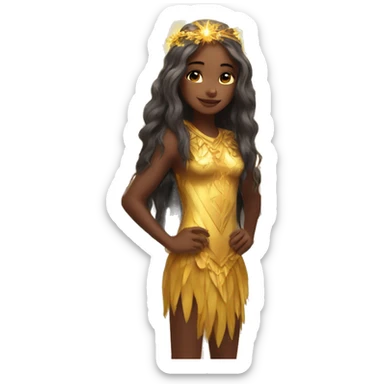 big wings, sun, gold, Beautiful, fairy, long hair sticker