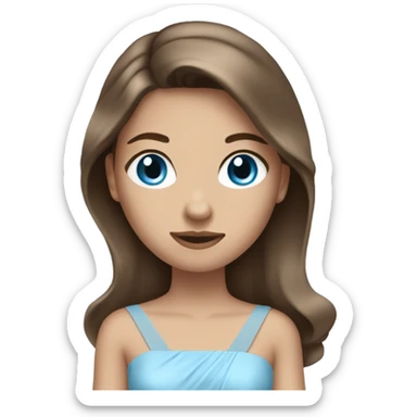 girl with blue eyes brown hair wearing light blue prom dress sticker