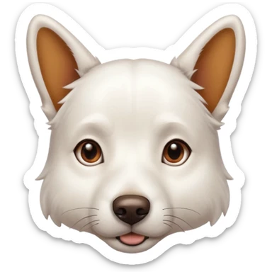 a completely white dog with brown eyes, a long, medium-sized body, and ears with small brown specks on them. sticker