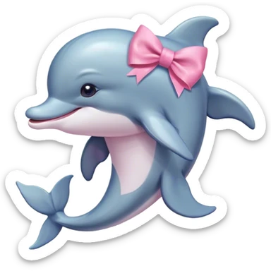Cute dolphin with a pink bow sitting down sticker