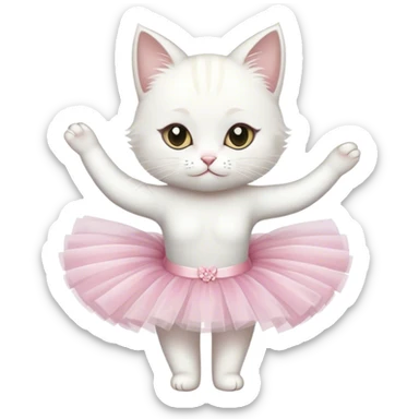 Ballerina white cat sticker