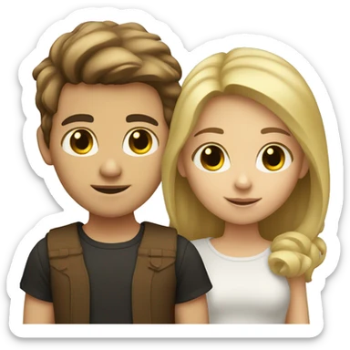 Brown Hair Girl and Blond Hair Boy sticker