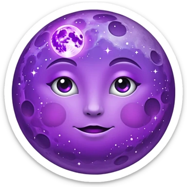 purple full moon with sparkles sticker