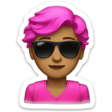 A cool person with black sunglasses and hot pink clothes sticker