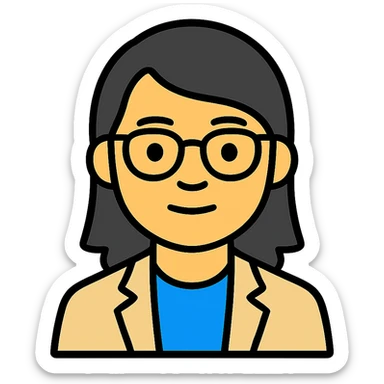Make the Asian male avatar have longer hair, keep glasses, and maintain the current style with a transparent background. sticker