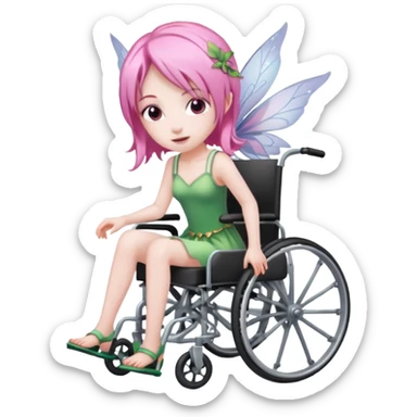 Female fairy with pink hair in a wheelchair sticker