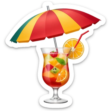 Fruit Punch – colorful drink with fruit chunks and umbrella sticker