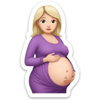 heavily pregnant woman with extremely abnormally huge overdue belly sticker