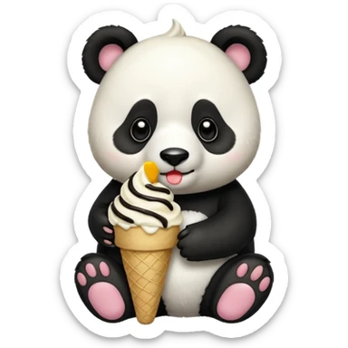 Panda eating ice cream sticker