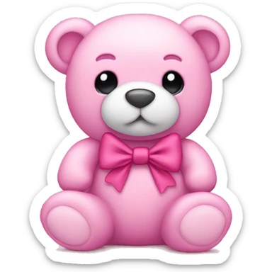 Pink teddy bear with bow sticker