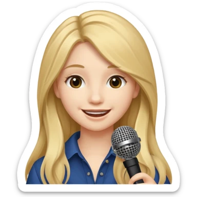 Singer Young woman – long hair, around 20s, holding microphone close sticker