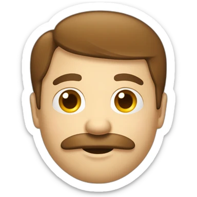 Homme blanc brun avec des cheveux court plaqués à droite et une moustache de petite longueur sticker