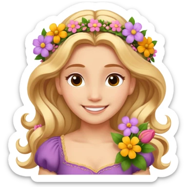 Raiponce, smiling with flowers in her hair sticker