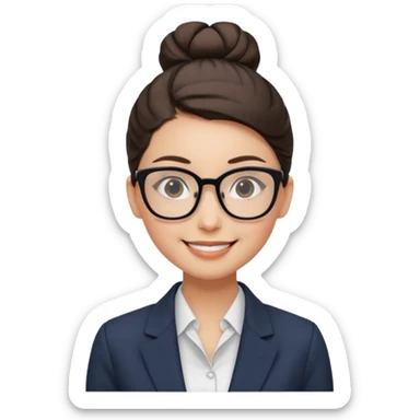 Office Worker – sleek high bun, square glasses, wearing blazer.













































 sticker