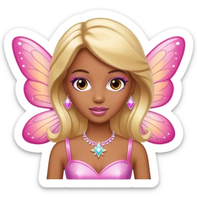 brown skin blonde barbie fairy  dust sticker