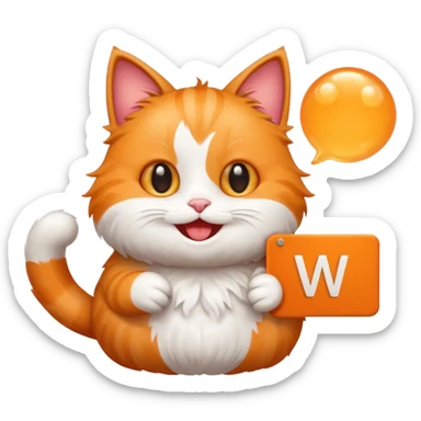 make me a cartoon cat, with some kind of sign or something with the text ‘W Bubble’ on it sticker