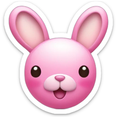 pink bunny with white big moustache and a round pink nose and a very big smile sticker