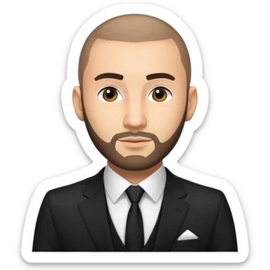 karim benzema, light skinned, wearing suit, photorealistic sticker