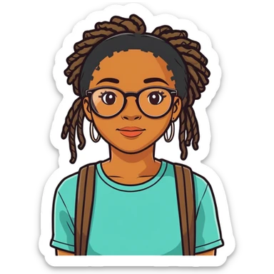 Black girl with locs wearing glasses on her 16th birthday  sticker