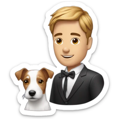 Modern hairdo man with jack russell terrier dog sticker