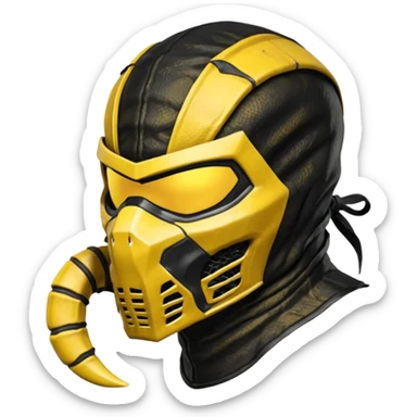 mortal kombat scorpion mask black and yellow sticker