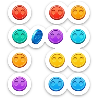 two overlapping game tokens, colorful and round sticker