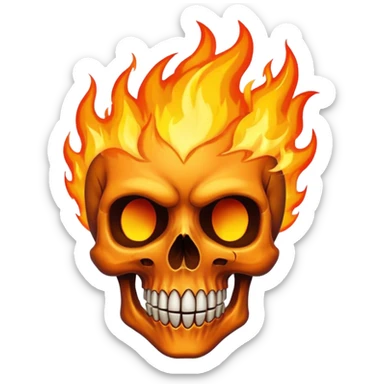 A burning skull with high flames sticker